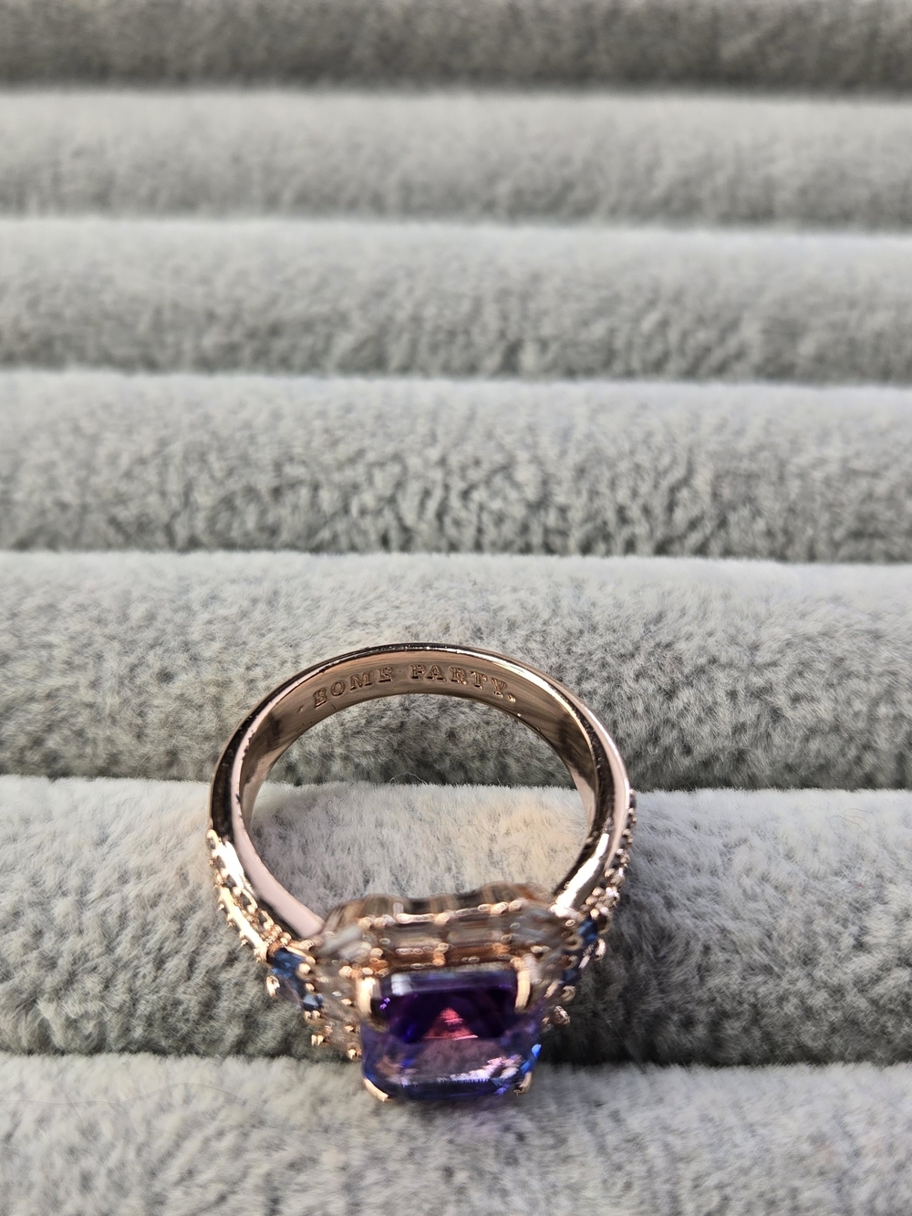 Size 7 Blue Purple Alexanderite Rose Gold Plated Bomb Party Ring - Picture 6 of 8